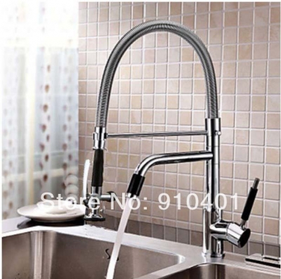 Wholesale And Retail Promotion NEW Modern Swivel Spout Chrome Brass Kitchen Faucet Dual Spouts Sink Mixer Tap [Chrome Faucet-918|]