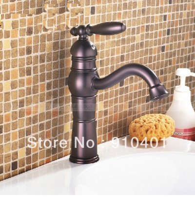 Wholesale And Retail Promotion NEW Oil Rubbed Bronze Deck Mounted Bathroom Basin Faucet Single Handle Mixer Tap [Oil Rubbed Bronze Faucet-3756|]