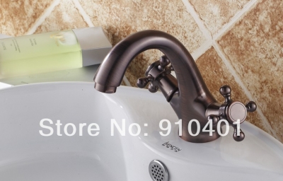 Wholesale And Retail Promotion Oil Rubbed Bronze Roman Style Bathroom Basin Faucet Dual Cross Handles Sink Tap [Oil Rubbed Bronze Faucet-3678|]