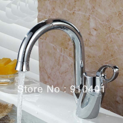Wholesale And Retail Promotion Polished Chrome Brass Deck Mounted Bathroom Basin Faucet Single Handle Mixer Tap [Chrome Faucet-1332|]