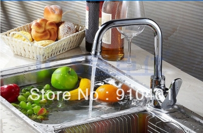 Wholesale And Retail Promotion Polished Chrome Brass Deck Mounted Kitchen Faucet Single Handle Swivel Spout Tap [Chrome Faucet-888|]