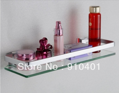 Wholesale And Retail Promotion Wall Mount Aluminium Bathroom Shelf Shower Caddy Cosmetic Glass Shelf Dual Tier [Storage Holders & Racks-4338|]