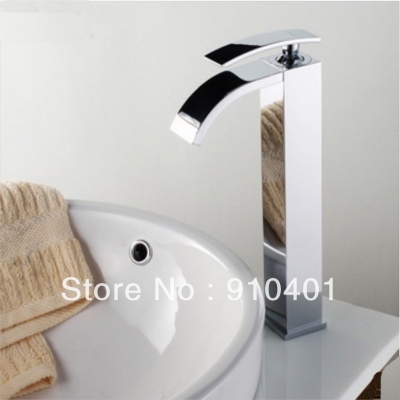 Wholesale And Retail Promotion Waterfall Chrome Brass Bathroom Sink Faucet Basin Water Mixer Tap Single Handle [Chrome Faucet-1155|]