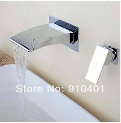 Wholesale and Retail Promotion Chrome Brass Wall Mounted Waterfall Bathroom Faucet Single Handle Sink Mixer Tap [Chrome Faucet-1695|]