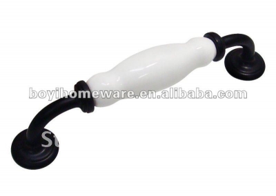 ceramic handle for furniture cabinet handle wholesale and retail shipping discount 50pcs /lot I0-BK [BlackZincAlloyHandlesandKnobs-24|]