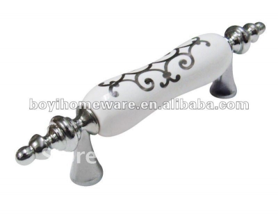 luxury silver pattern classic ceramic handles furniture window knobs top door knobs and handles flush pull handles D99-PC