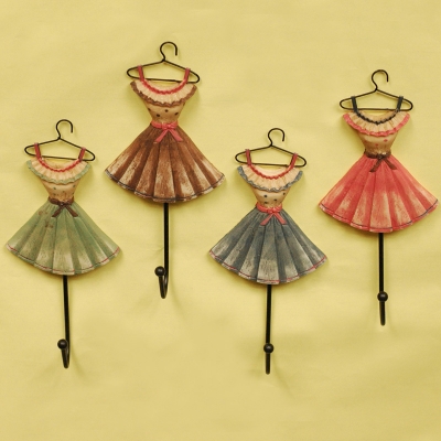 -4colors Lady Dress resin rustic iron hook hat hanger coat hooks [WallHook-807|]