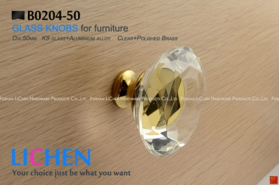 (6 pieces/lot)clear glass brass crystal knobs