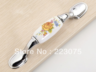 -L:125mm silver zinc alloy Cabinet DRAWER Pull Dresser pull/ Kitchen Ceramic knob with screw 10pcs/lot [CeramicHandles-2|]