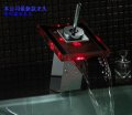 (RGB)Led faucet three-color light glass waterfall basin faucet bathroom mixer hot and cold tapROS6666-S