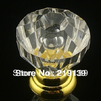 10Pcs 26mm Crystal Glass Clear Cabinet Knob Drawer Pull Handle Kitchen Door Wardrobe Hardware