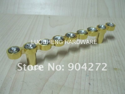 30PCS/ LOT 140 MM CLEAR CRYSTAL HANDLE WITH ALUMINIUM ALLOY GOLD METAL PART [holetohole96mm-149|]