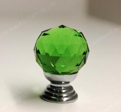 6Pcs/Lot Design Fashion K9 Crystal Glass Chrome Cabinet Knobs Furniture Handle New (Diameter: 30MM Color:Green)