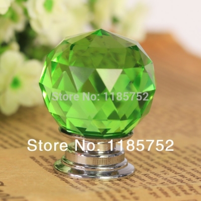 8PCS NEW Free Shipping Diameter 30mm Sparkle Green Glass Crystal Cabinet Pull Drawer Handle Kitchen Door Wardrobe Cupboard Knob [Knobs-88|]