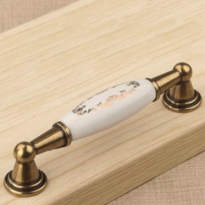 Ceramic Golden Cabinet Wardrobe Cupboard Knob Drawer Door Pulls Handles 96mm 3.78" MBS346-4