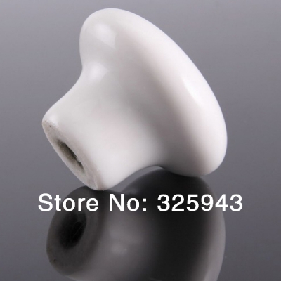 Diameter 38mm European Style Ceramic Round Wardrobe Drawer Single Hole Furniture Cabinet Knobs & Handles Pure White Rural