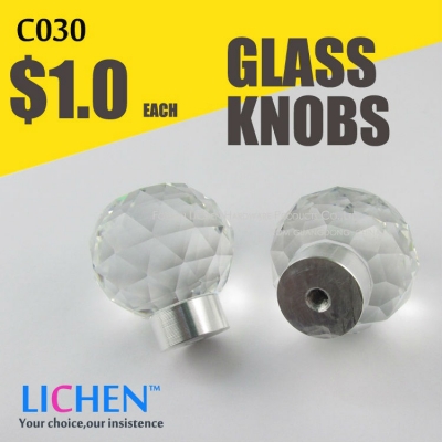 Made in china LICHEN C0 30 Glass knobs knob handle for Drawer Cupboard Armoire Aluminium alloy k9 glass Crystal [Furniture Knob(Glass Knob)-96|]