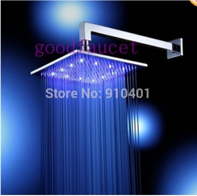 NEW Bathroom 10" led brass shower head + 400mm shower arm rainfall shower mixer color changing [Shower head &hand shower-4111|]