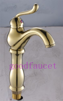 NEW Tall style bathroom brass mixer bath basin faucet single handle hole golden