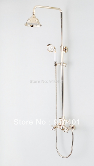 NEW Wholesale /Retail Promotion Luxury Golden Finish Bathroom Shower Faucet Set Cross Handles Shower Mixer Tap [Golden Shower-2906|]