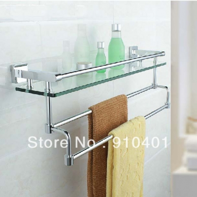 Wholesale & Retail Promotion Modern Polished Golden Finish Bathroom Shelf Storage Holder With Dual Towel Bars [Storage Holders & Racks-4326|]