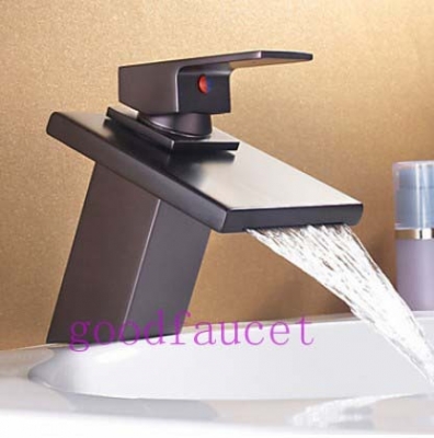 Wholesale And Retail NEW Oil Rubbed Bronze Bathroom Waterfall Basin Faucet Sink Mixer Tap Deck Mounted Faucet Tap