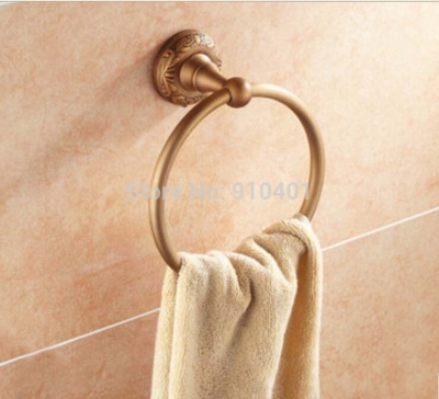 Wholesale And Retail Promotion Antique Brass Embossed Bathroom Towel Rack Holder Round Towel Ring Towel Hangers [Towel bar ring shelf-5063|]