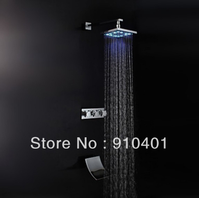 Wholesale And Retail Promotion Bathroom LED Luxury Rain Shower Head Arm Set Faucet W/ Waterfall Tub Mixer Tap