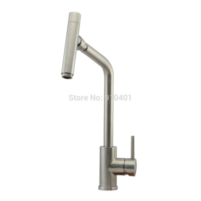 Wholesale And Retail Promotion Brushed Nickel 360 Degree Spout Kitchen Faucet Single Handle Deck Mounted Mixer [Brushed Nickel Faucet-747|]