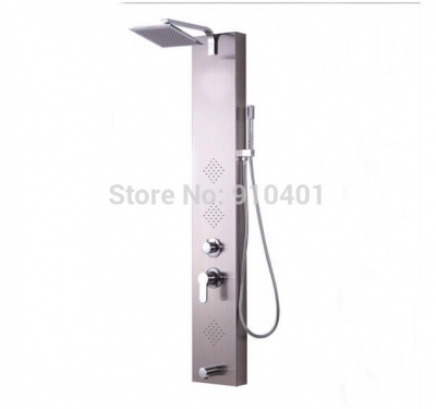 Wholesale And Retail Promotion Brushed Nickel Shower Column Shower Panel Tub Mixer Tap Massage Jets Hand Shower