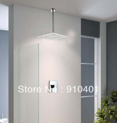 Wholesale And Retail Promotion Celling Mounted 8" Brass Square Rain Shower Faucet 2 PCS Shower Mixer Tap Chrome [Chrome Shower-2312|]