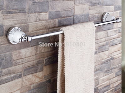 Wholesale And Retail Promotion Ceramic Chrome Brass Wall Mounted Batrhoom Towel Rack Holder Single Towel Bar [Towel bar ring shelf-4881|]