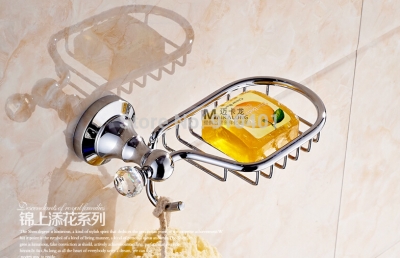 Wholesale And Retail Promotion Chrome Brass Bathroom Wall Mounted Soap Dish Holder Soap Basket Crystal Hangers