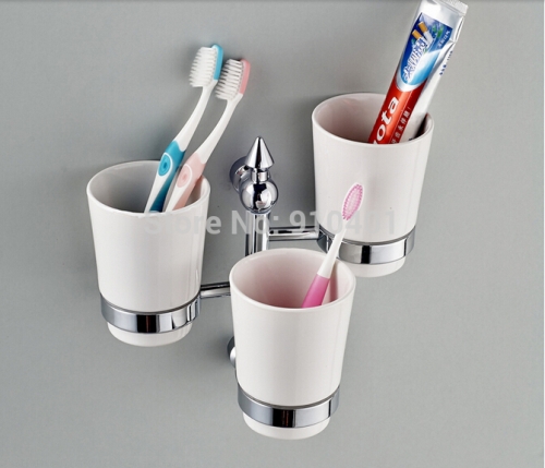 Wholesale And Retail Promotion Chrome Brass Swivel Toothbrush Holder Wall Mount Bathroom Accessory Ceramic Cup