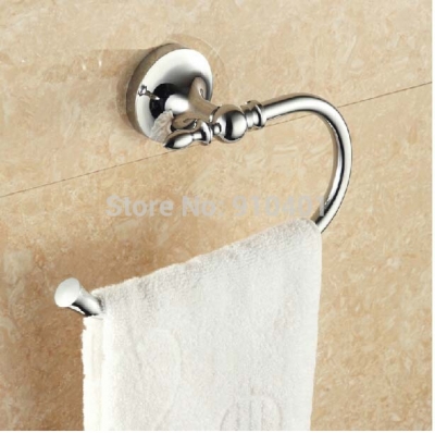 Wholesale And Retail Promotion Chrome Brass Towel Rack Holder Round Towel Bars Hanger Wall Mount [Towel bar ring shelf-5124|]