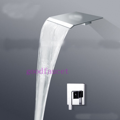 Wholesale And Retail Promotion Chrome Brass Wall Mounted Waterfall Bath Rain Shower Single Handle Mixer Tap Set