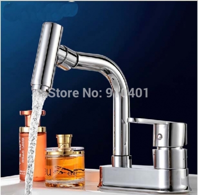 Wholesale And Retail Promotion Deck Mounted Chrome Brass 4" Bathroom Basin Faucet Single Handle Sink Mixer Tap [Chrome Faucet-1758|]