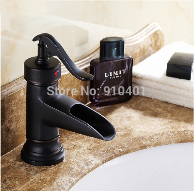 Wholesale And Retail Promotion Deck Mounted Oil Rubbed Bronze Bathroom Waterfall Basin Faucet Single Handle Ta