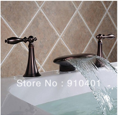 Wholesale And Retail Promotion Deck Mounted Oil Rubbed Bronze Waterfall Bathroom Basin Sink Faucet Mixer Tap