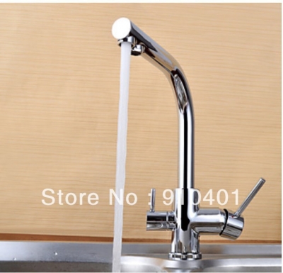 Wholesale And Retail Promotion Dual Handles Chrome Brass Kitchen Faucet Swivel Spout Sink Mixer Tap Pure Water [Chrome Faucet-863|]