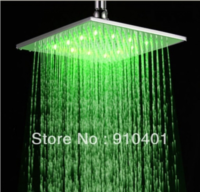Wholesale And Retail Promotion LED Brushed Nickel Brass Bathroom Shower Head 10" Square Rain Shower Head Mixer [Shower head &hand shower-4040|]