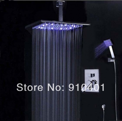 Wholesale And Retail Promotion Luxury 12" LED Rain Shower Faucet Shower Arm Valve Mixer W/ Hand Shower Chrome [LED Shower-3319|]