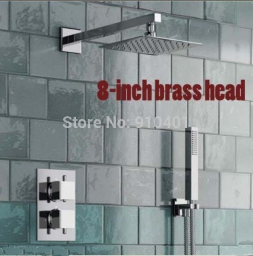 Wholesale And Retail Promotion Luxury 8" Square Brass Shower Faucet Thermostatic Valve Mixer Tap Hand Shower