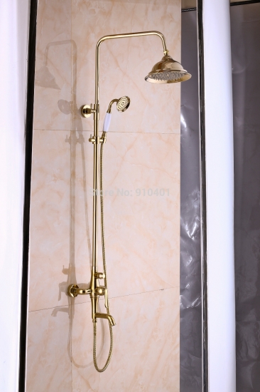 Wholesale And Retail Promotion Luxury Golden Brass Rain Shower Faucet Single Handle Tub Mixer Tap Hand Shower [Golden Shower-2929|]