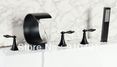 Wholesale And Retail Promotion Luxury Oil Rubbed Bronze Waterfall Bathroom Tub Mixer Tap 5 PCS Faucet Shower [5 PCS Tub Faucet-187|]