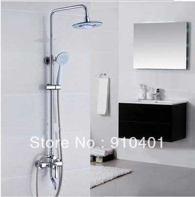 Wholesale And Retail Promotion Luxury Wall Mounted Chrome Bathtub Shower Faucet 8" Rain Shower Column Mixer Tap [Chrome Shower-2222|]