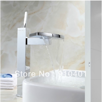 Wholesale And Retail Promotion Luxury Waterfall Bathroom Basin Faucet Single Handle Chrome Brass Sink Mixer Tap [Chrome Faucet-1603|]