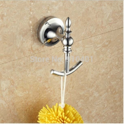 Wholesale And Retail Promotion Modern Chrome Brass Bathroom Towel Coat Hooks Wall Mounted Dual Robe Hook Hanger