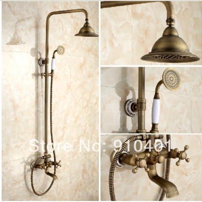 Wholesale And Retail Promotion Modern Luxury Ceramic Antique Brass Rain Shower Faucet Dual Hanlde Tub Mixer Tap [Antique Brass Shower-562|]