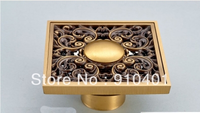 Wholesale And Retail Promotion NEW Antique Brass Flower Carved Art Floor Drain Bathroom Washing Machine Drain [Floor Drain & Pop up Drain-2608|]